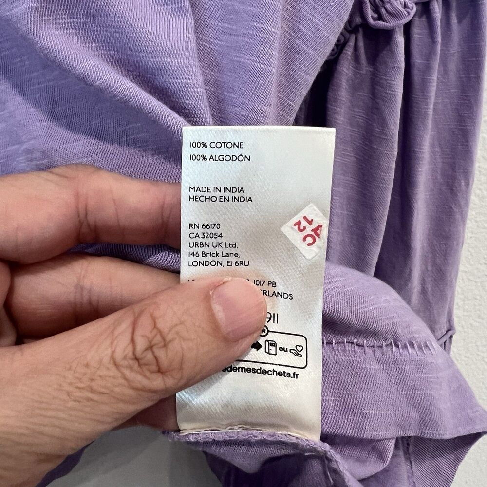 Anthropologie Pilcro Crew Neck-ruched And Smocked Sleeve Top Lavender Medium - Picture 4 of 9
